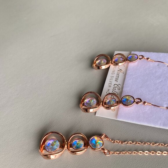 Butler Rose Gold Swarovski Crystal Necklace & Earrings - Picture 3 of 13
